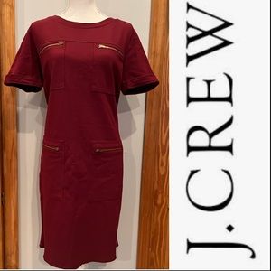 J. Crew Burgundy Dress with Gold Zippers